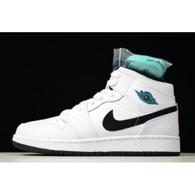 Nike Bayan Air Jordan 1 Mid Gs Beyaz / Siyah Basketbol Ayakkabısı Türkiye - N8XAM5ZR